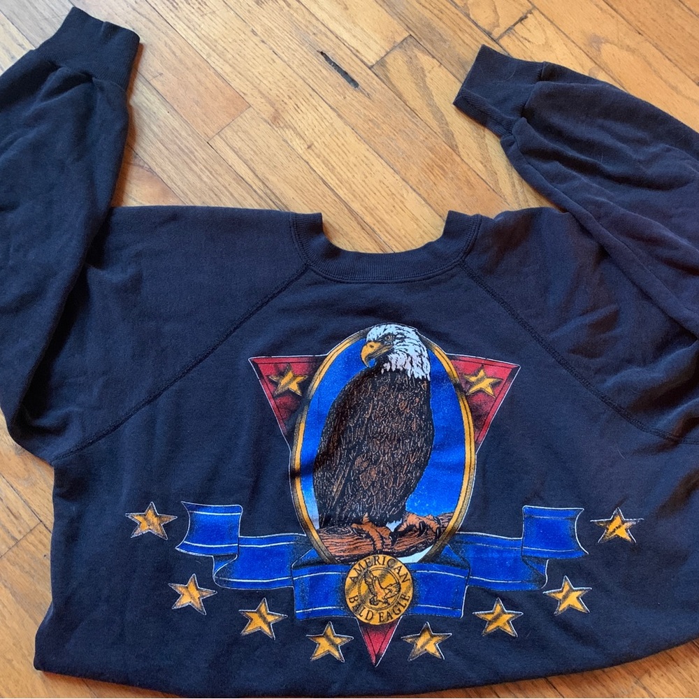 Vintage 70’s sweatshirt with eagle and stars - Picture 2 of 4
